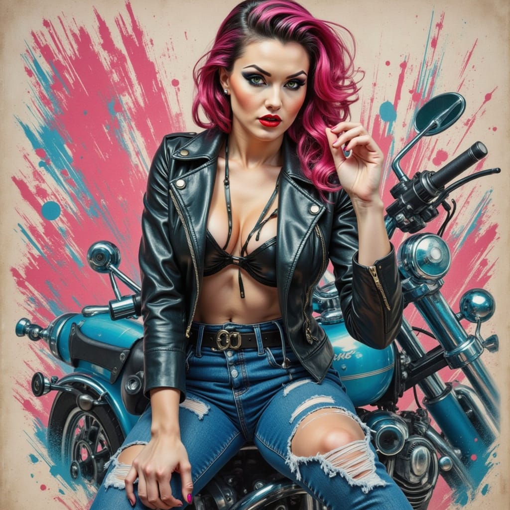 bikes  and babes ai art